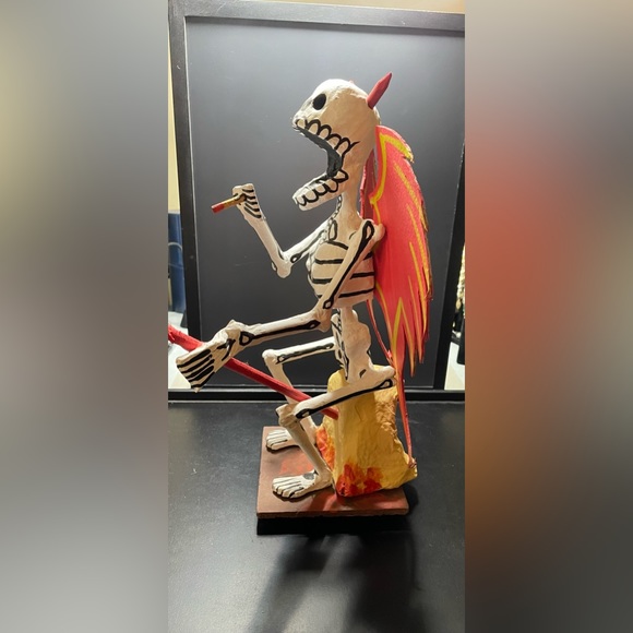 Diablo Skeleton Day Of The Dead Paper Mache dia de los muertos Mexico RARE Vntg - Picture 7 of 12